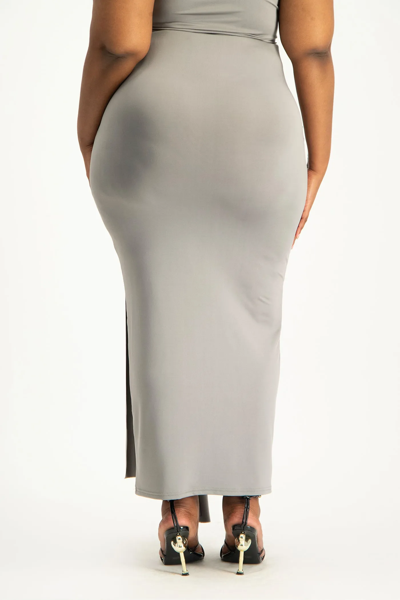 Savannah Wrap Tie Detail Skirt - Grey