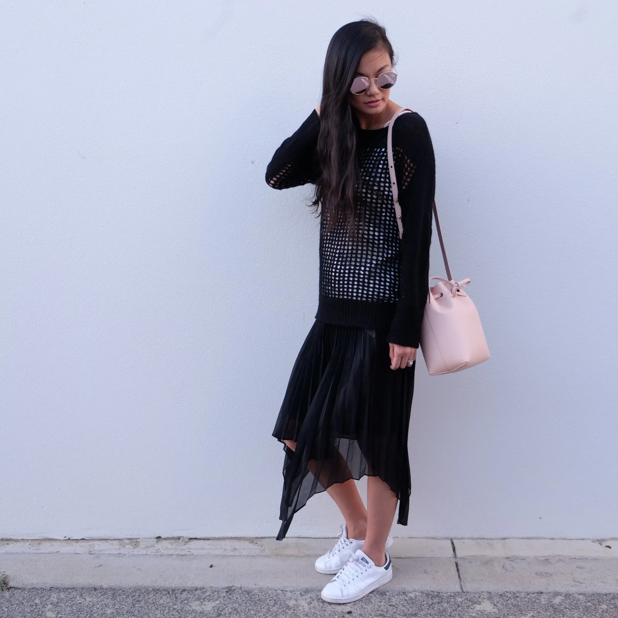 Sawyer Perforated Knit Sweater -Black