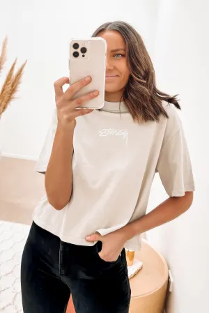 Shadow Script Boxy Tee White Sand