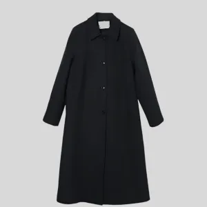 Solid Loose Elegant Wool Lapel Long Sleeve Long Coat