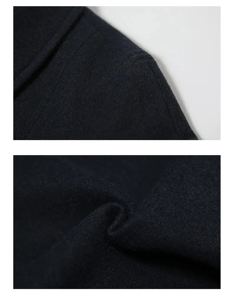 Solid Loose Elegant Wool Lapel Long Sleeve Long Coat