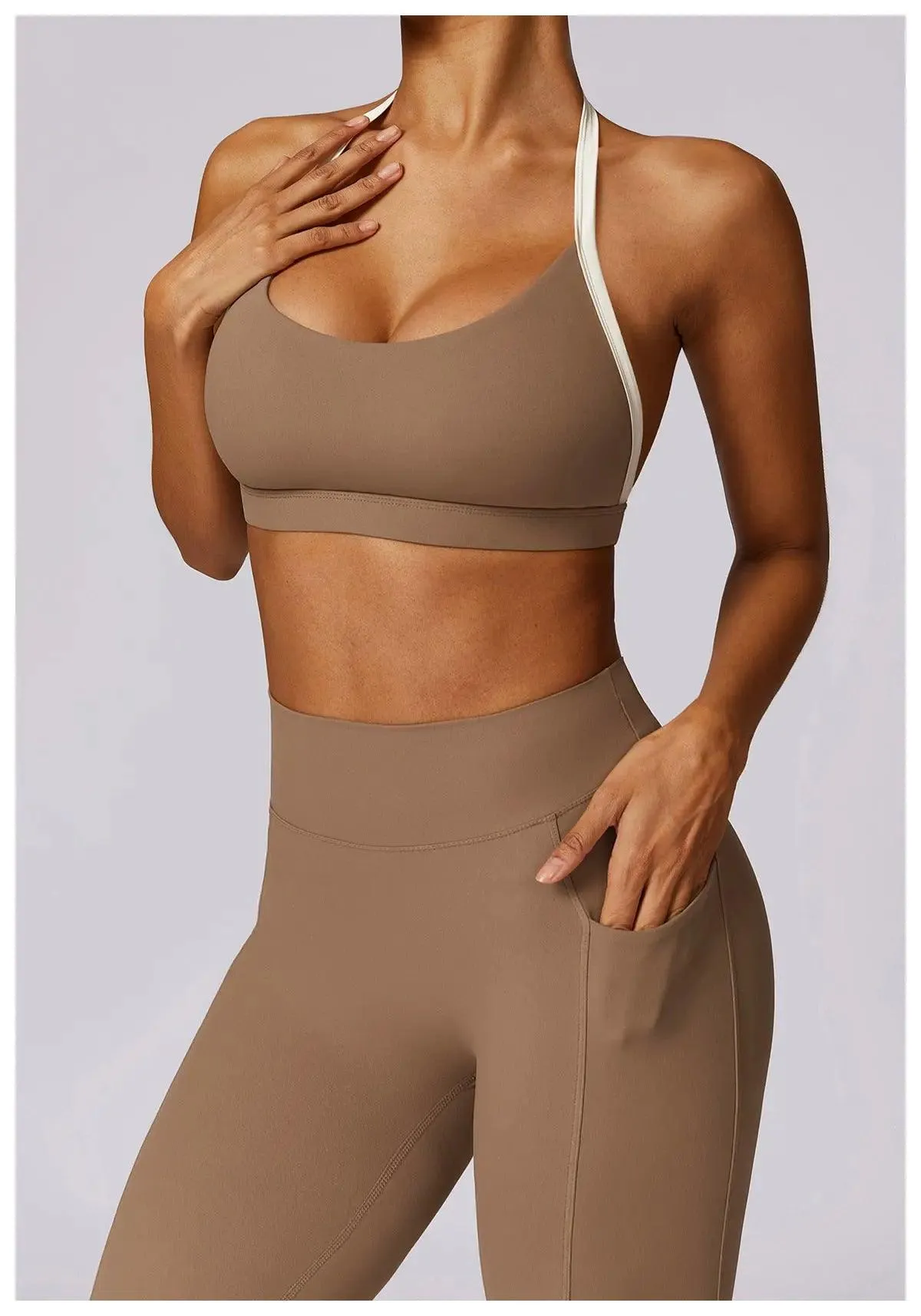 Spring Casual Contrast Color Yoga Suit