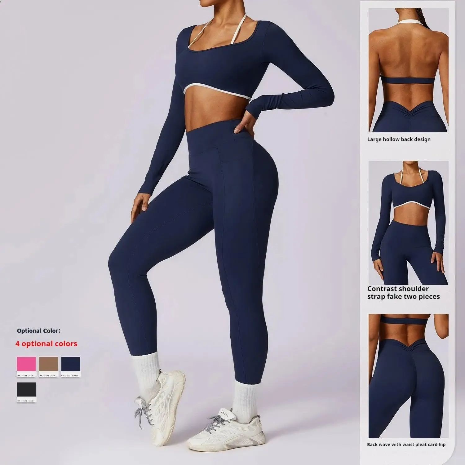 Spring Casual Contrast Color Yoga Suit