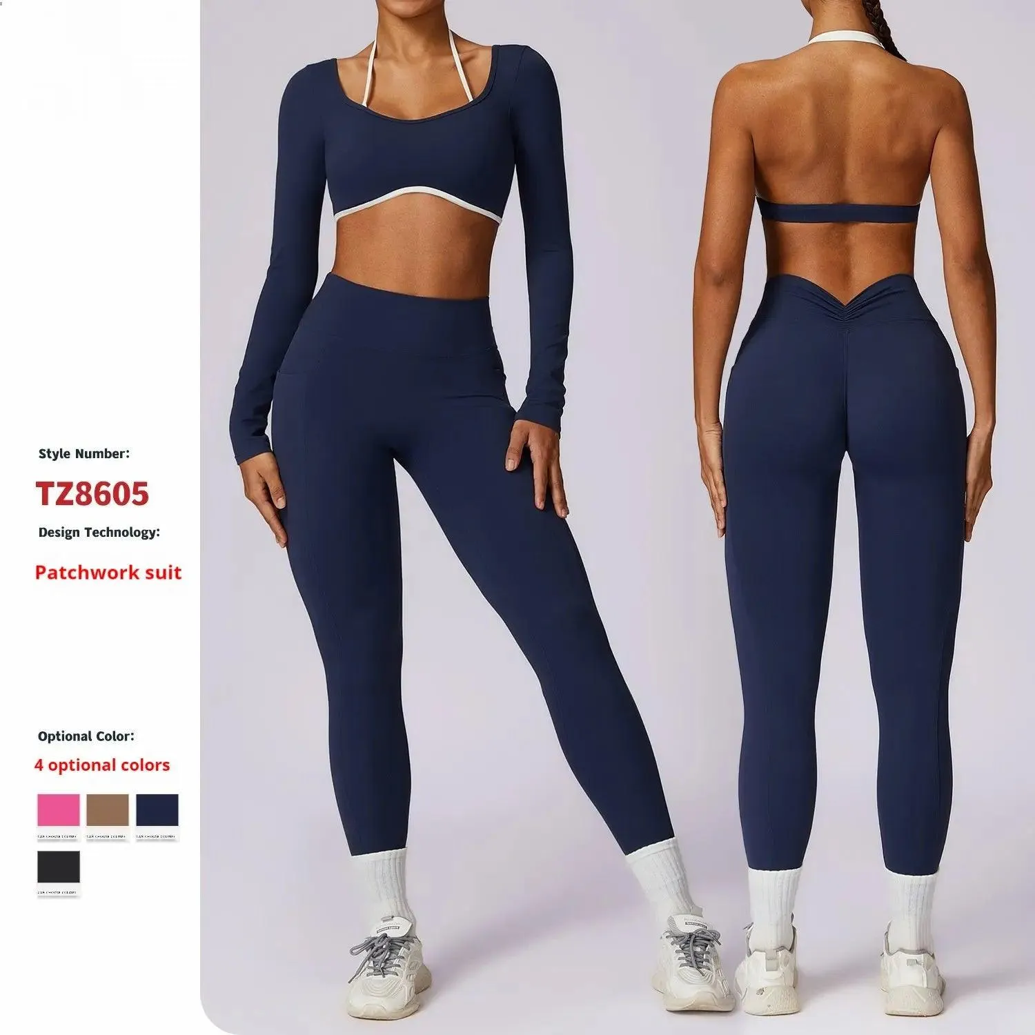 Spring Casual Contrast Color Yoga Suit