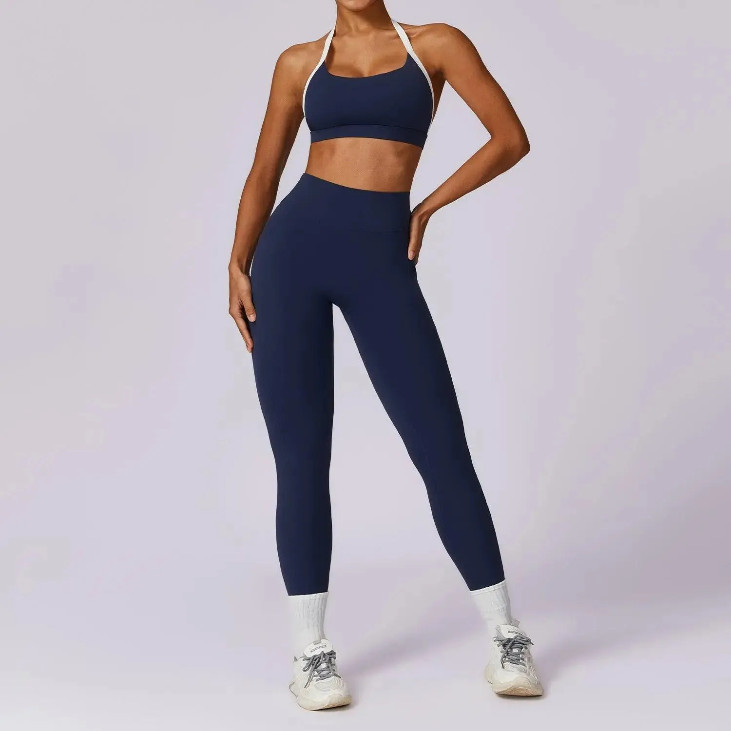 Spring Casual Contrast Color Yoga Suit