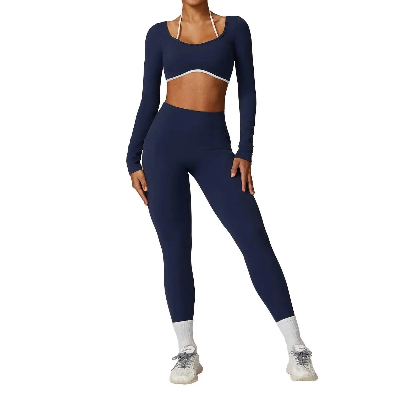 Spring Casual Contrast Color Yoga Suit