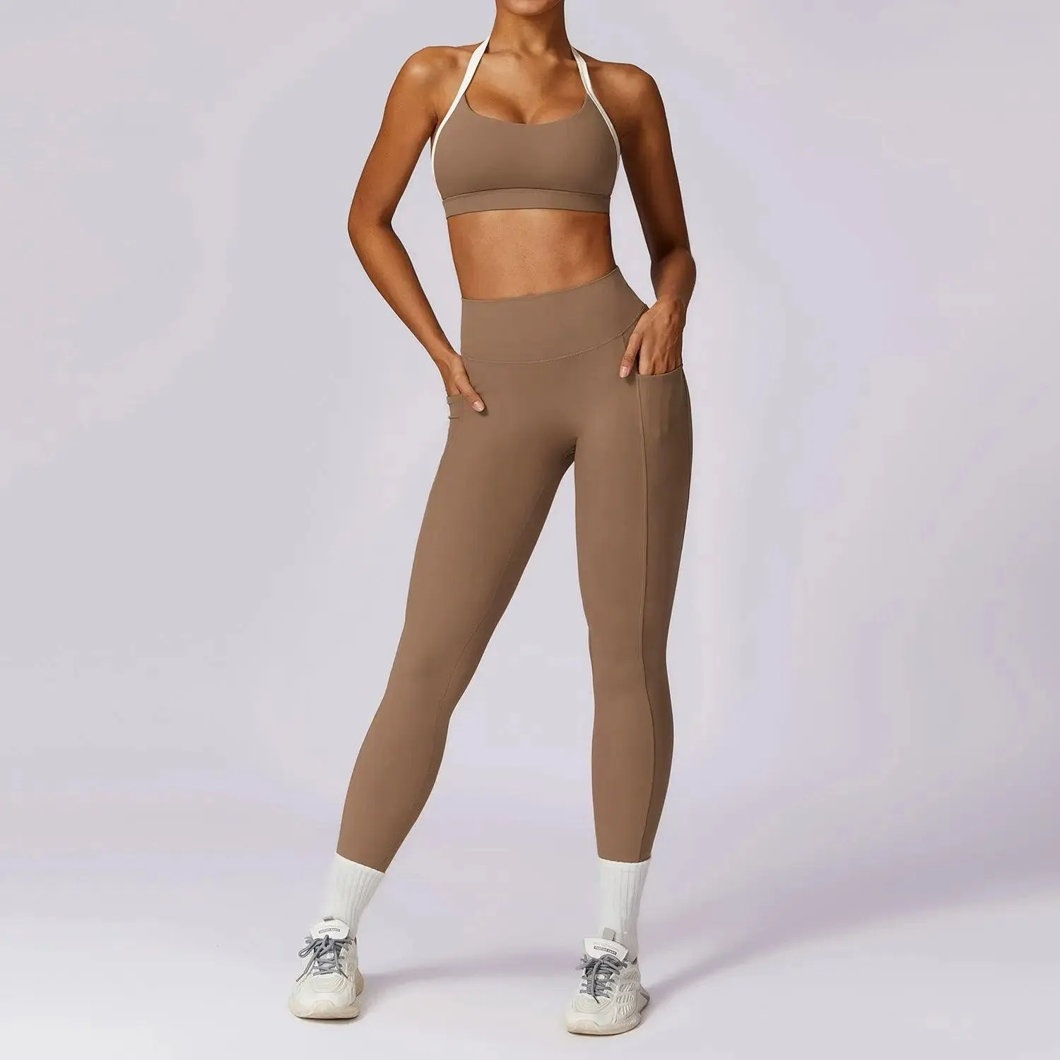 Spring Casual Contrast Color Yoga Suit