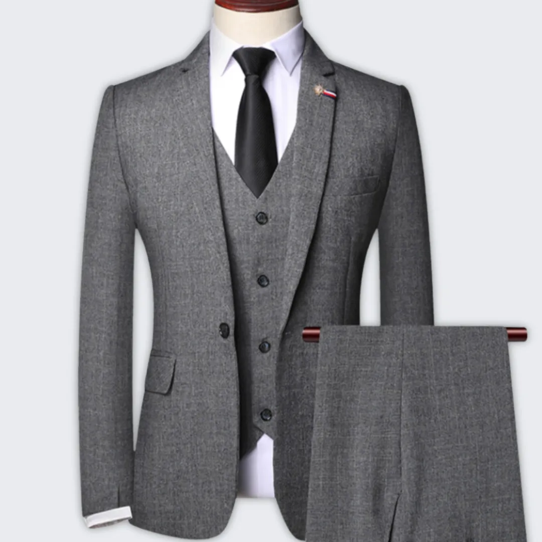 Stylish Men's 3-Piece Slim-Fit Suit | Premium Wool Blend