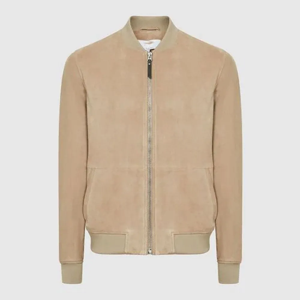 Suede Leather Bomber Jacket