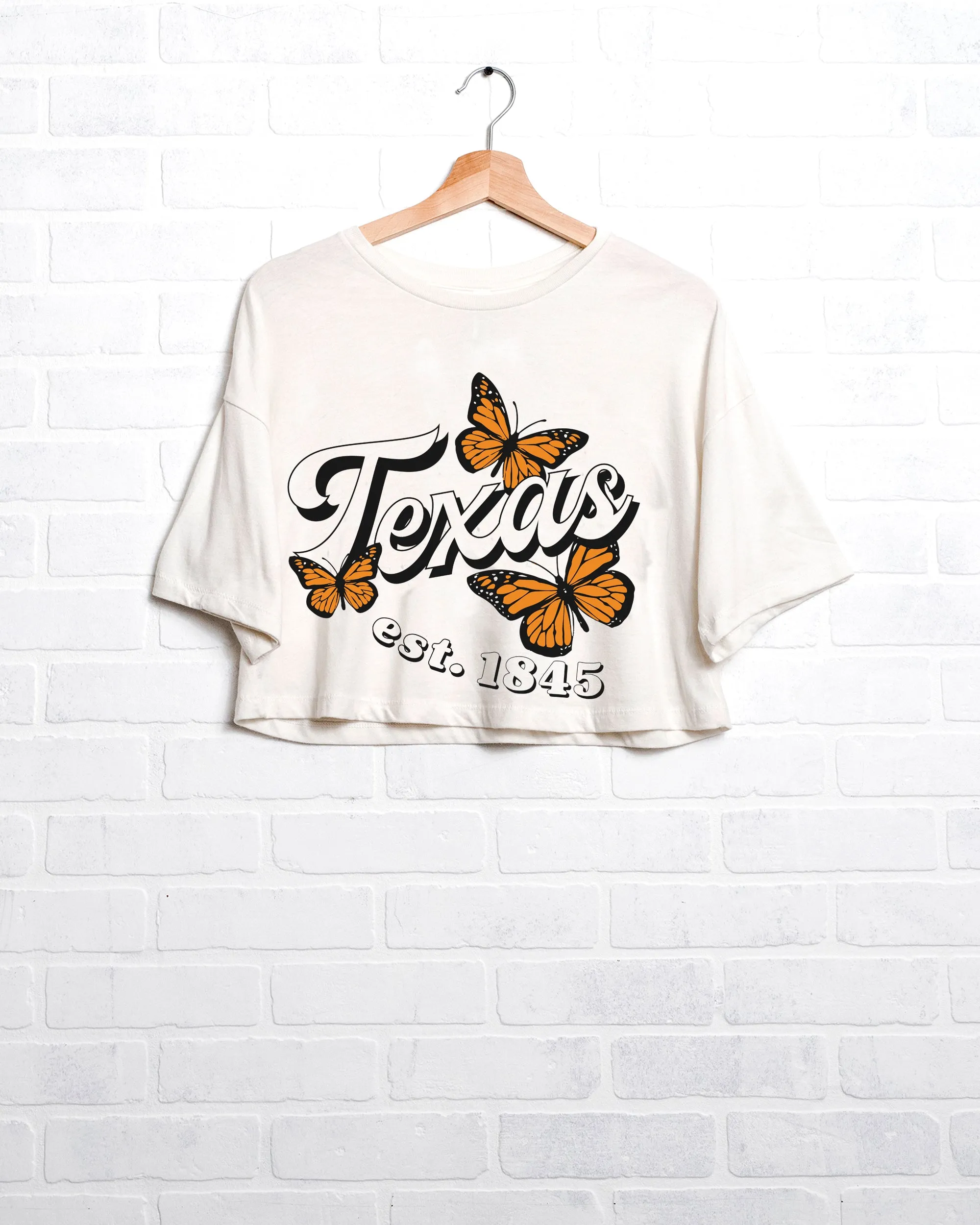 Texas Butterfly White Cropped Tee