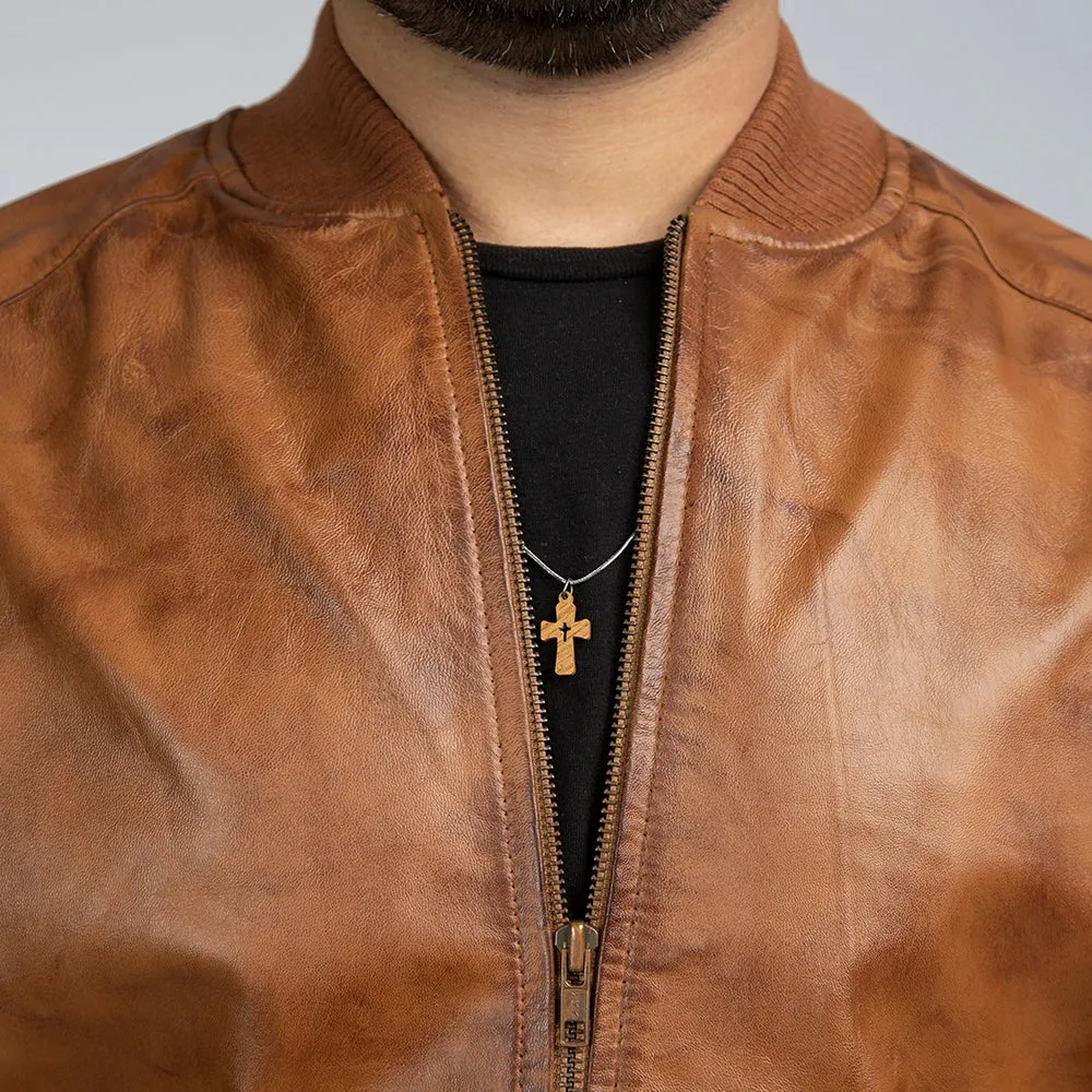 Thomas Brown Leather Bomber Jacket