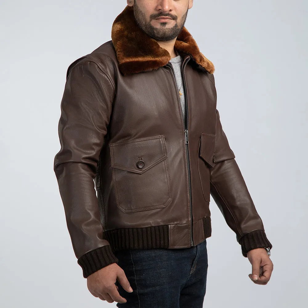 Tom Aviator Brown Leather Bomber Jacket