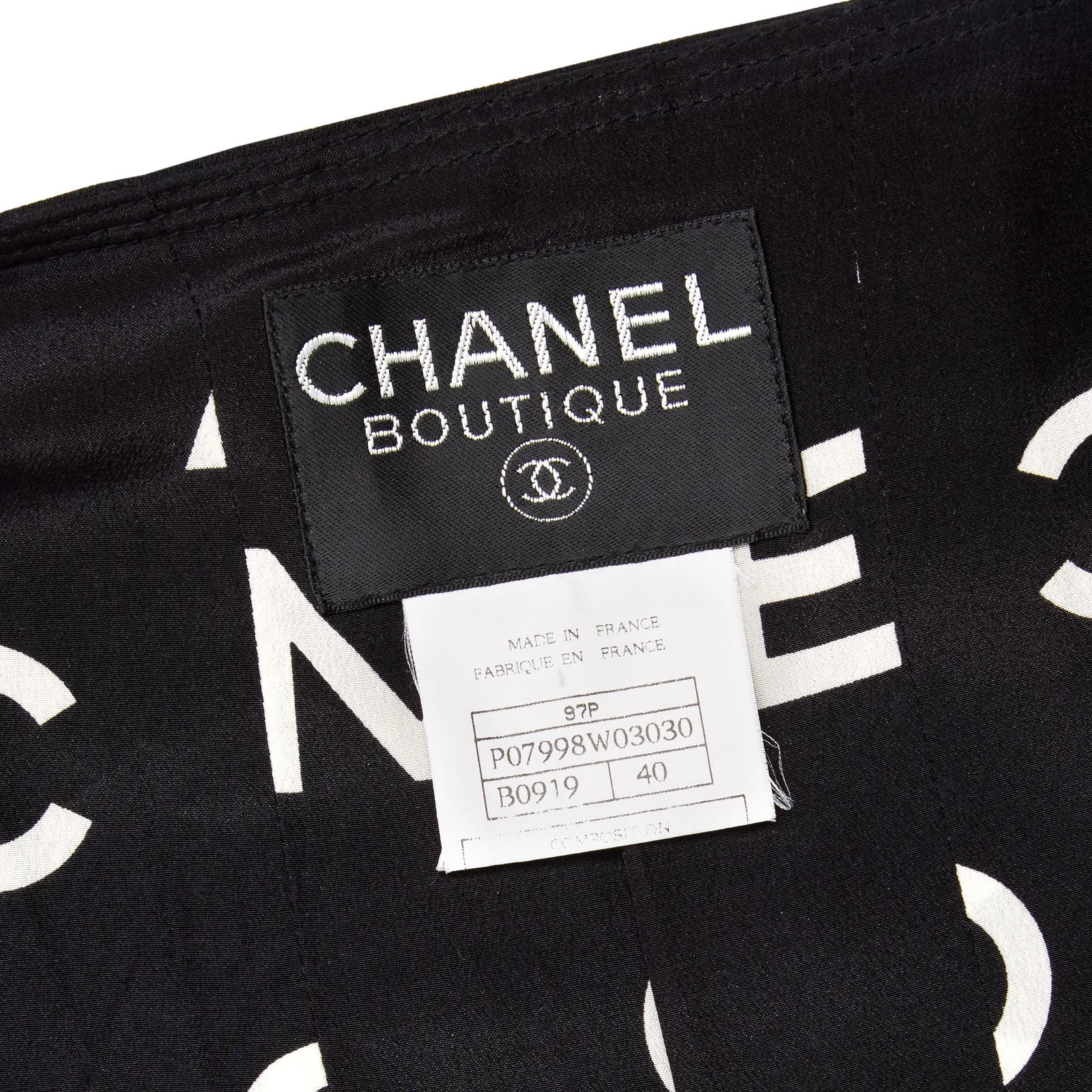Vintage Chanel 1997 Runway Alpha Logo Coco Print Slip Dress and Jacket Set