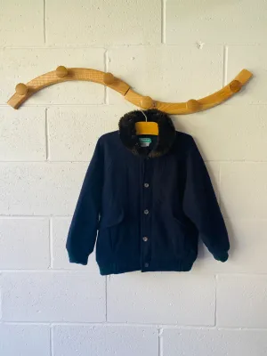 Vintage Navy Wool Coat, 4-5 years