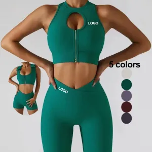 Women 4-piece Yoga Set High quality Sexy Sports Bra Tank Top High Waist Tummy Control Shorts  Leggings women workout sets