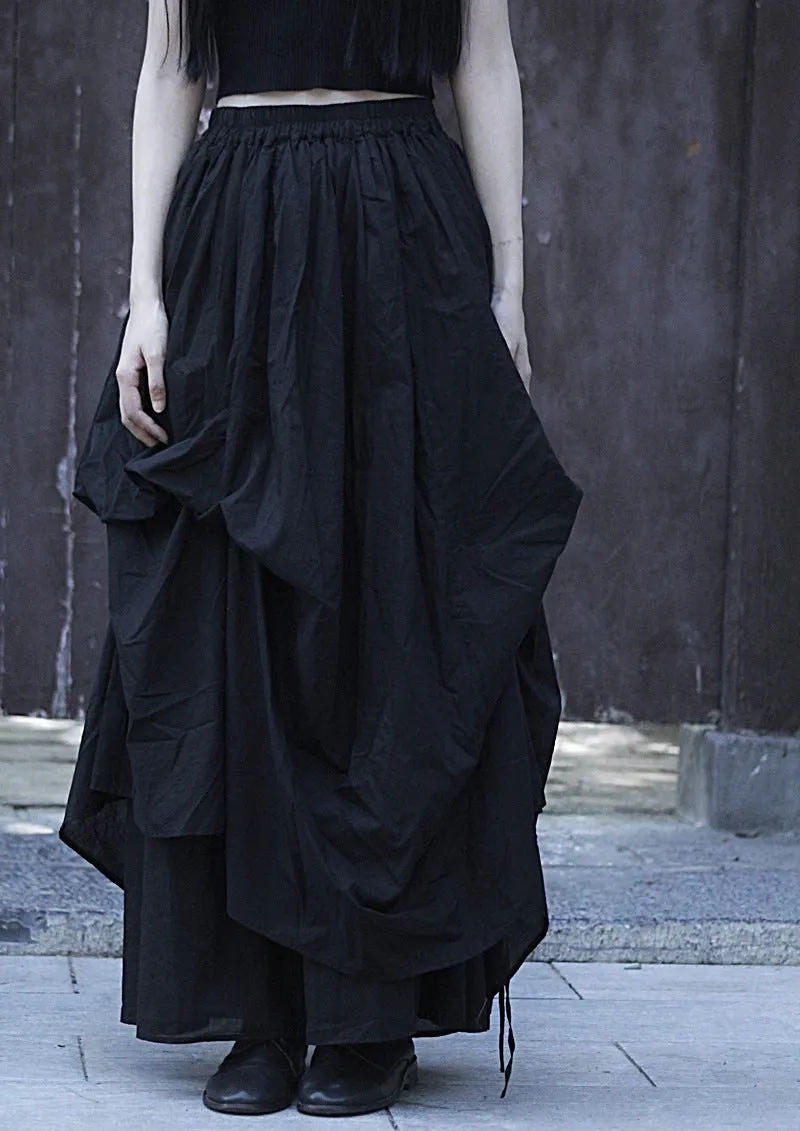Women's Asymmetric Linen Gothic Maxi Skirt - Avantgarde A-line Long Party Skirt