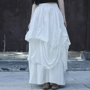 Women's Asymmetric Linen Gothic Maxi Skirt - Avantgarde A-line Long Party Skirt