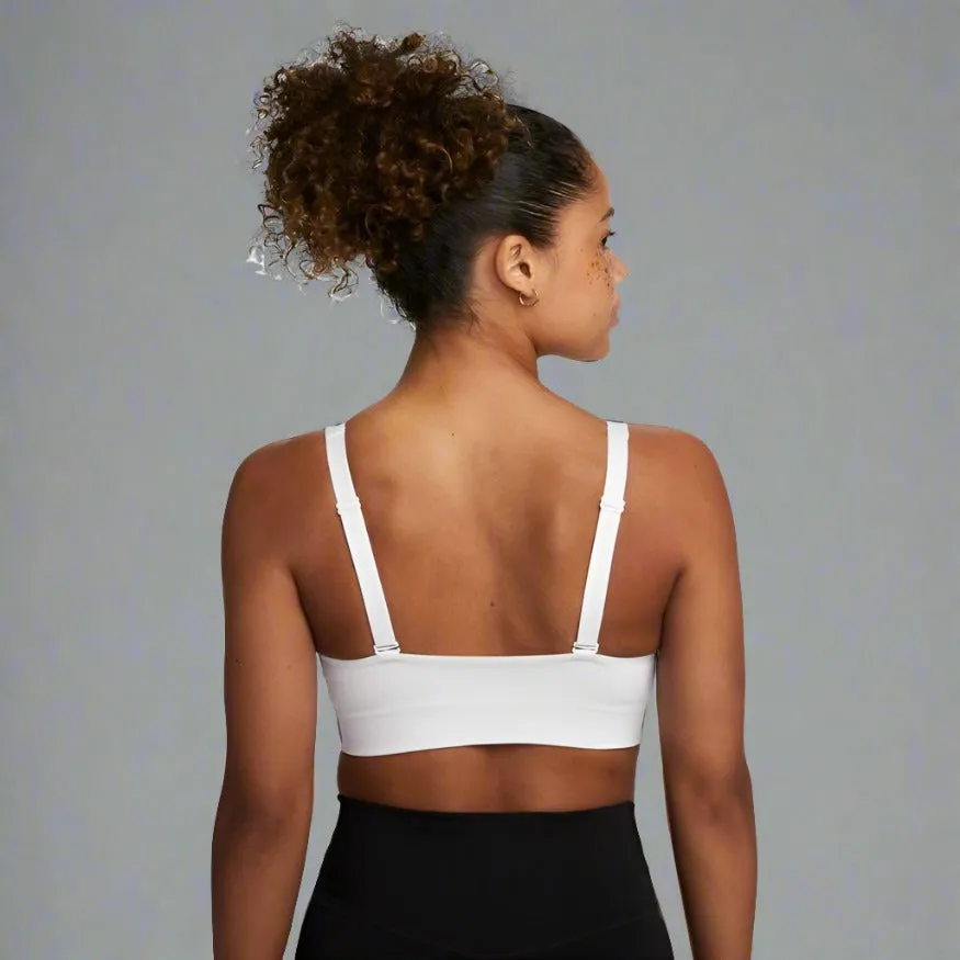 Womens Indy Plunge Cutout Medium-Support Padded Sports Bra - White