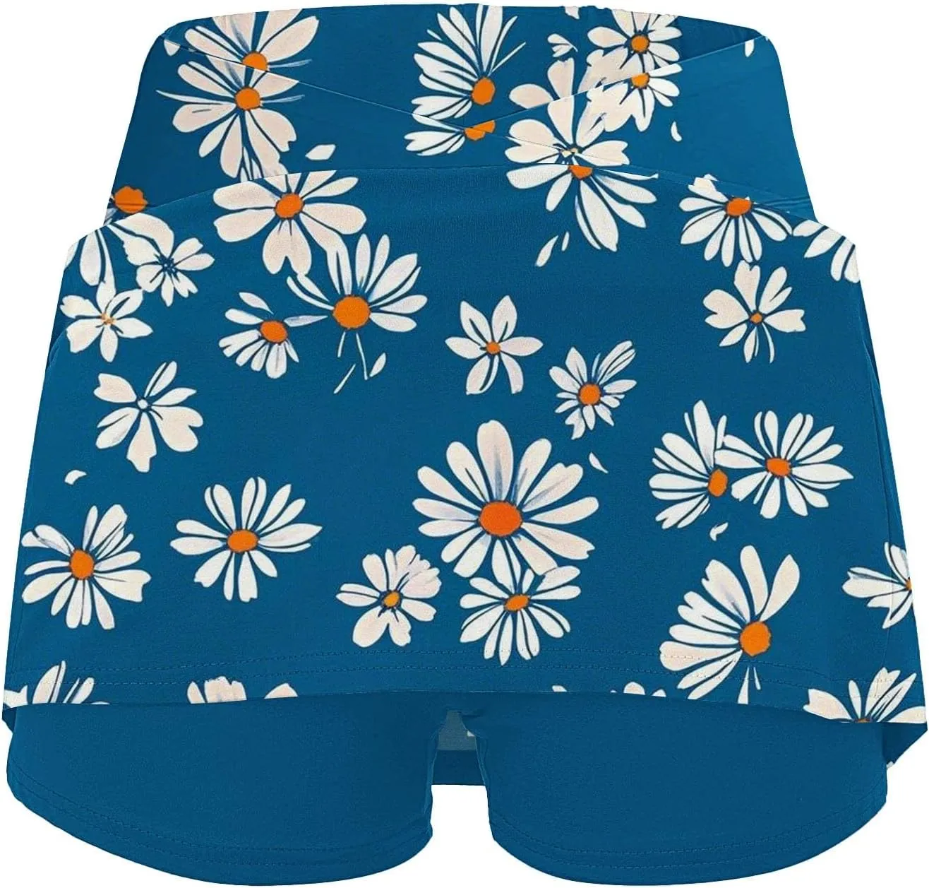 Womens Pleated Tennis Skirts Floral Printed Summer Skinny Pants Mid Waisted Activewear Skirt with Shorts Underneath