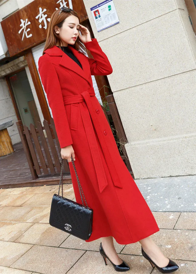 Womens winter warm wool coat in green 2458