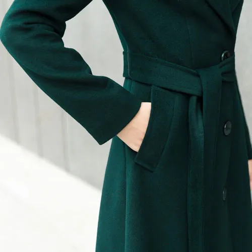 Womens winter warm wool coat in green 2458