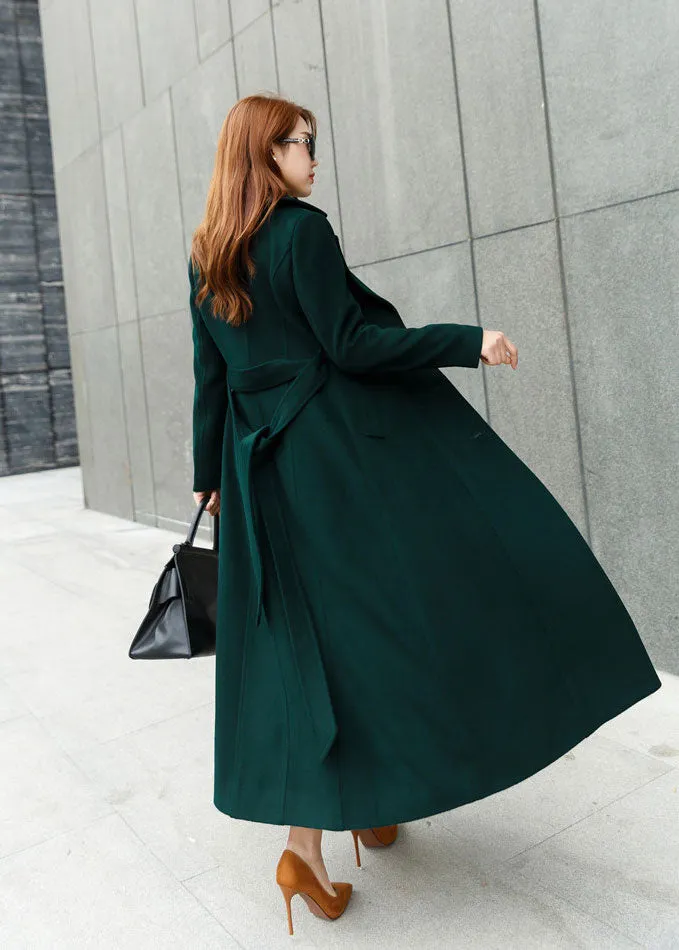 Womens winter warm wool coat in green 2458