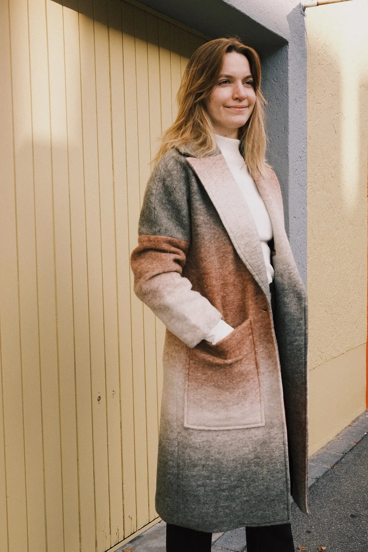 wool coat - poli - khaki gradient