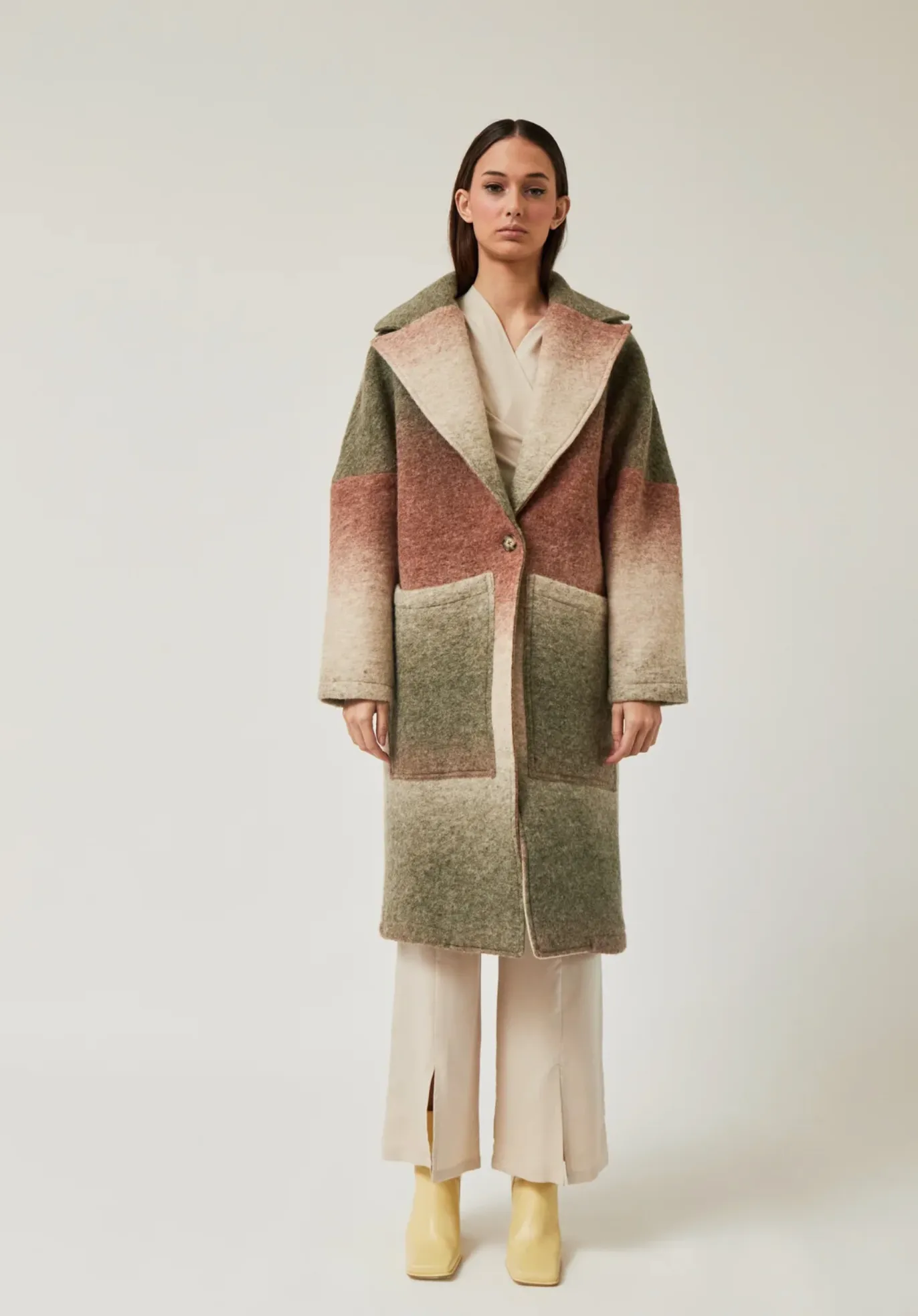 wool coat - poli - khaki gradient
