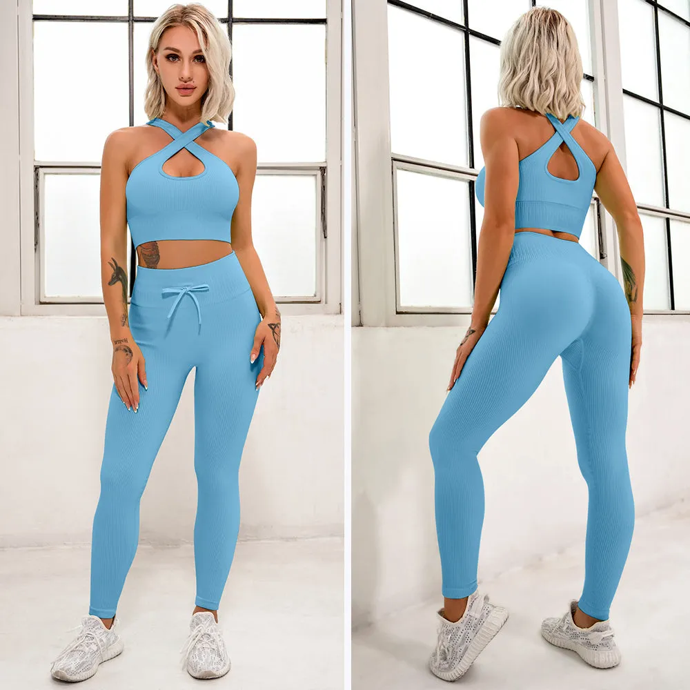 Yoga Leggings/Sports Bra Two Piece Set