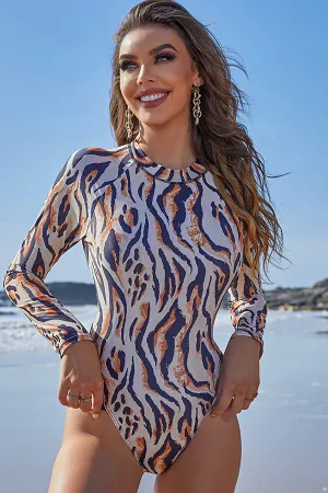 Zebra Stripe Zip Back UPF50  Rash Guard